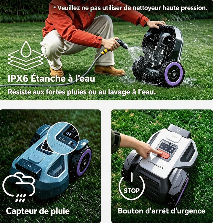ANTHBOT M9 Mähroboter ohne Begrenzungskabel, Kostenlos Schutzdach, 1000 m2 Grauweiss, Grauweiss