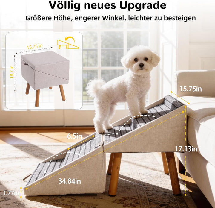 Hunderampe für Bett und Couch, Hundetreppe für grosse, mittlere und kleine Hunde, klappbare 2-in-1-H