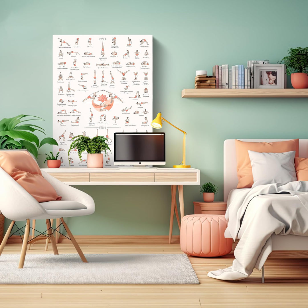 wandmotiv24 Leinwandbild Sport, 80x60cm, Hochformat, Yoga Positionen, Deko, Bilder auf Leinwand, Wan