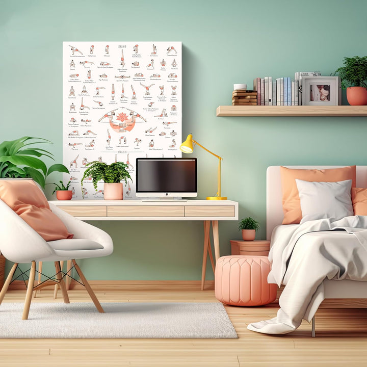 wandmotiv24 Leinwandbild Sport, 80x60cm, Hochformat, Yoga Positionen, Deko, Bilder auf Leinwand, Wan