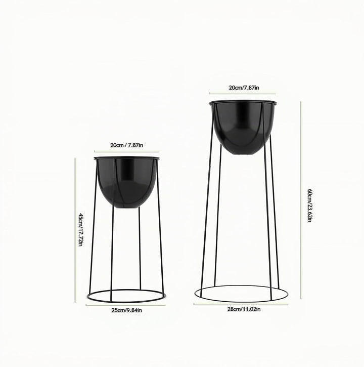 Ribelli Metall Blumentopf Ständer 2er Set φ25/28,5 cm, Blumenhocker mit Übertopf, Blumentreppe Pflan