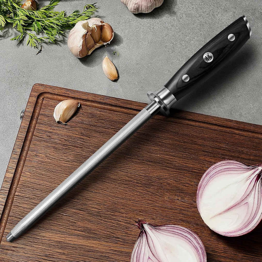 SHAN ZU Wetzstahl Messerschärfer Messer Stahl 20CM für Edelstahl Messer, Wetzstahl