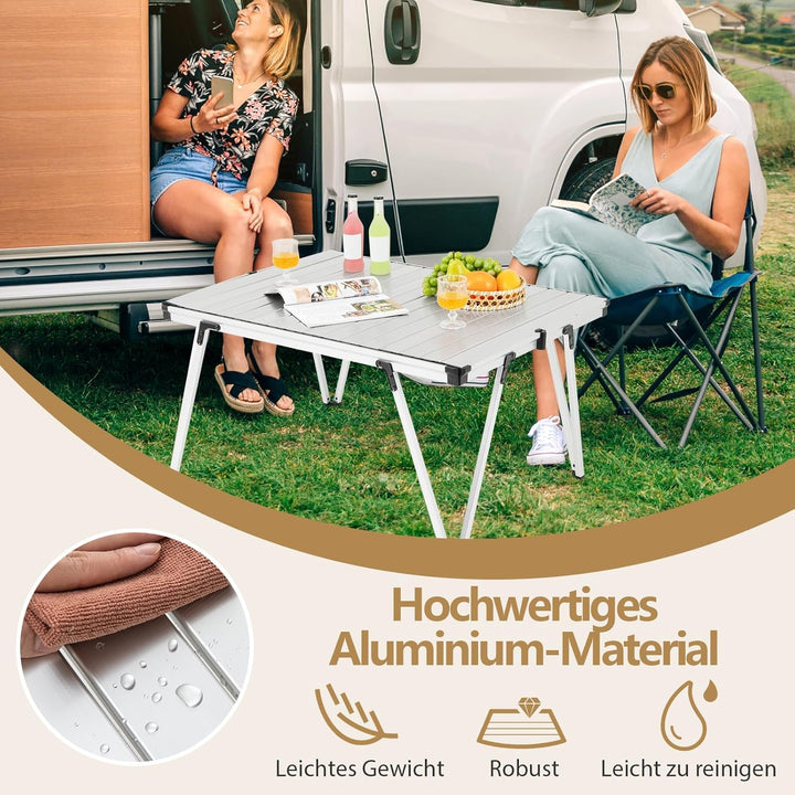 GOPLUS Campingtisch klappbar, 93 x 69 x 47,5 cm Klapptisch Outdoor aus Aluminium bis 80kg belastbar,