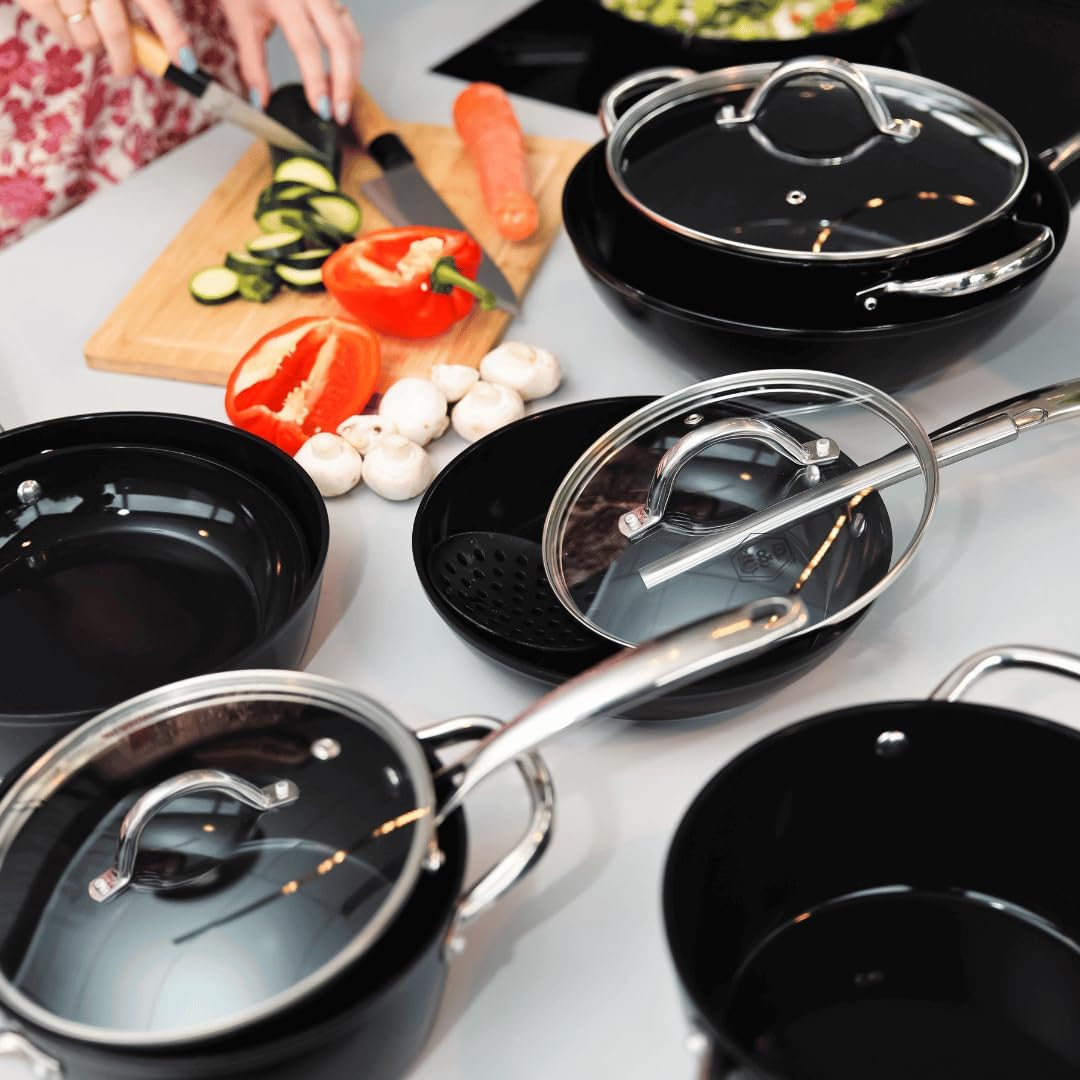 Cook & Pan - Signature Topfset und Pfannenset, 7-teilig-Induktionsgeeignet-PFAS frei Keramik-Beschic