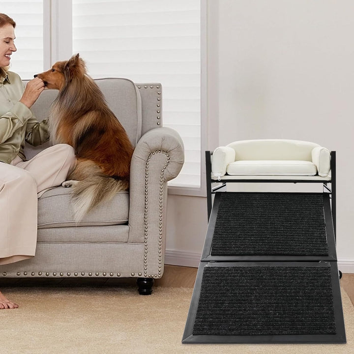 Haustierbett, Mobile Hunderampe Bett Hundebett mit Klappbar Rampe Hundeliege Tragkraft 50kg für klei