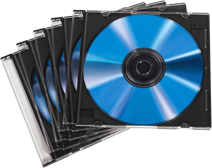 Hama CD Leerhüllen Schutzhülle (50er Pack, Slim Line, Höhe: 5mm) CD-Hüllen transparent-schwarz