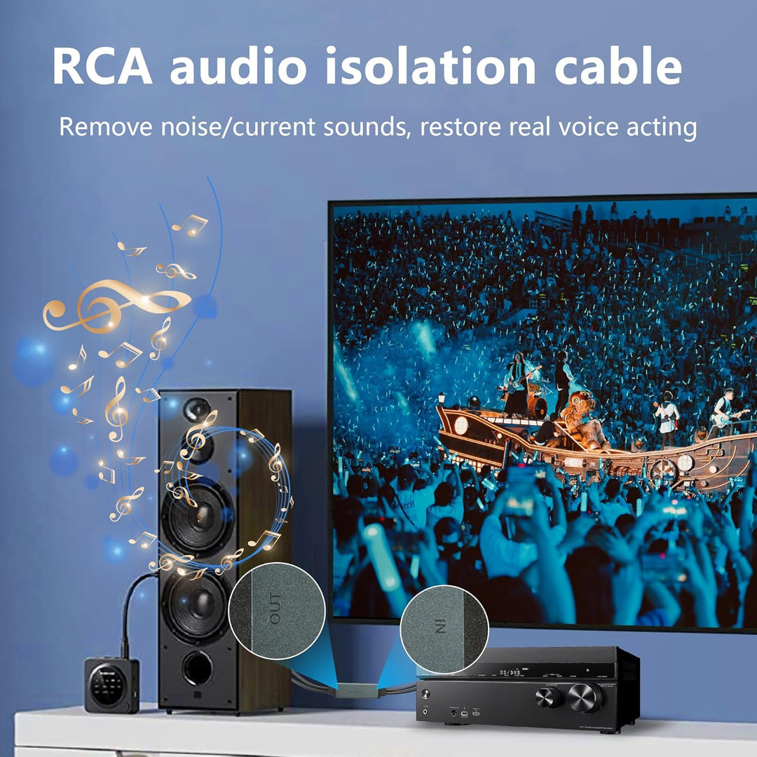 CERRXIAN RCA-Rauschunterdrücker und Cinch-Audio-Brummunterdrücker, Erdschleife, Geräuschisolator für