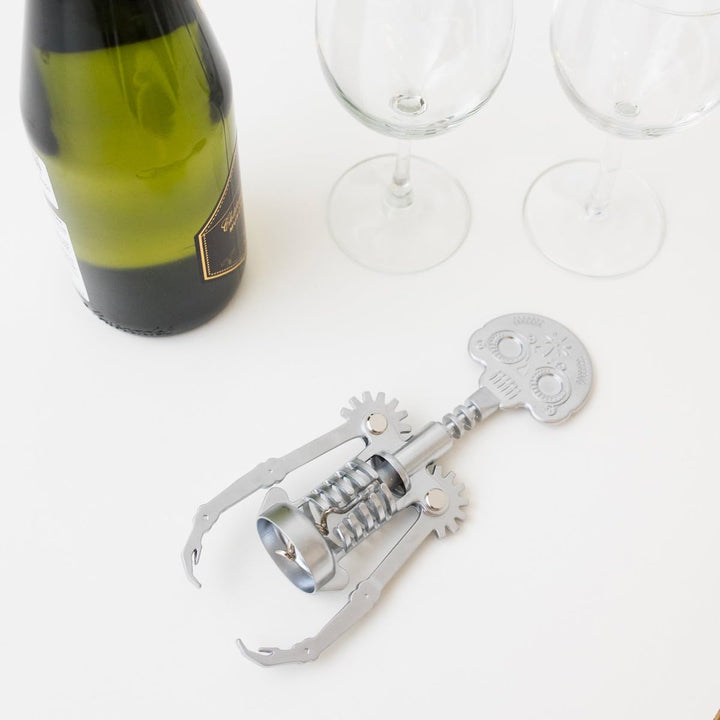 Kikkerland Zinc Alloy Steel Day of The Dead Corkscrew, Grey Tag der Toten, Tag der Toten