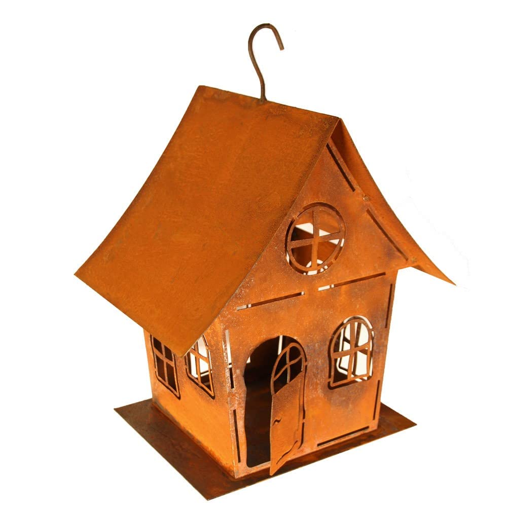 Edelrost Garten Deko Windlicht Vogelhaus Hexenhaus Gartendekoration Dekorieren rostige Dekoration La