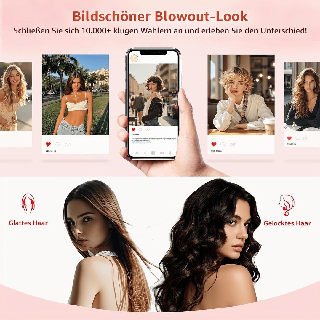 UKLISS Thermobürste 32mm, Thermal Brush LCD-Anzeige [160-200℃], Pro Ionische Thermo Rundbürste, Hot