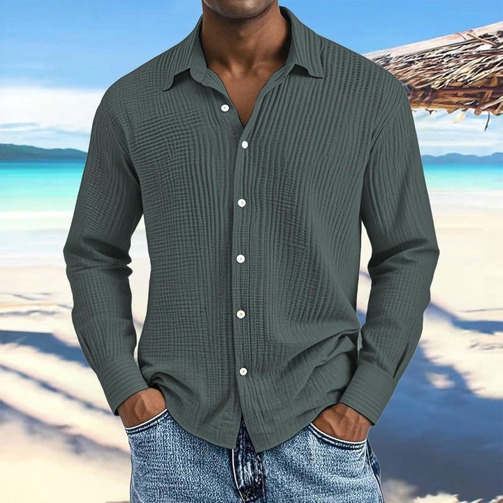 Generisch Leinenhemd Herren,Hemd Herren Langarm mit Knopfleiste,Tops für Männer,Hawaii Männer,Arbeit