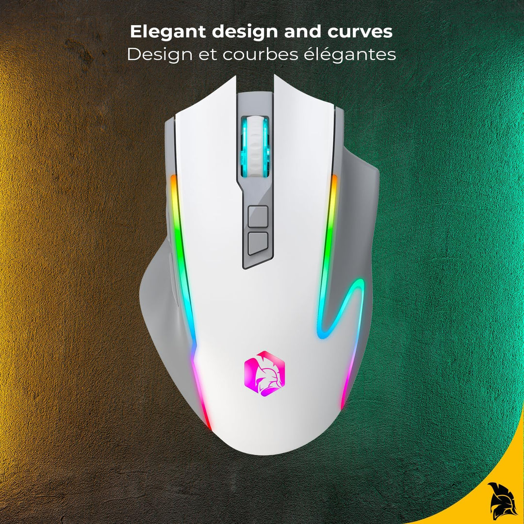 EMPIRE GAMING RF908 – kabellose Maus, wiederaufladbar, magnetische Ladestation, RGB – 10.000 dpi, 8