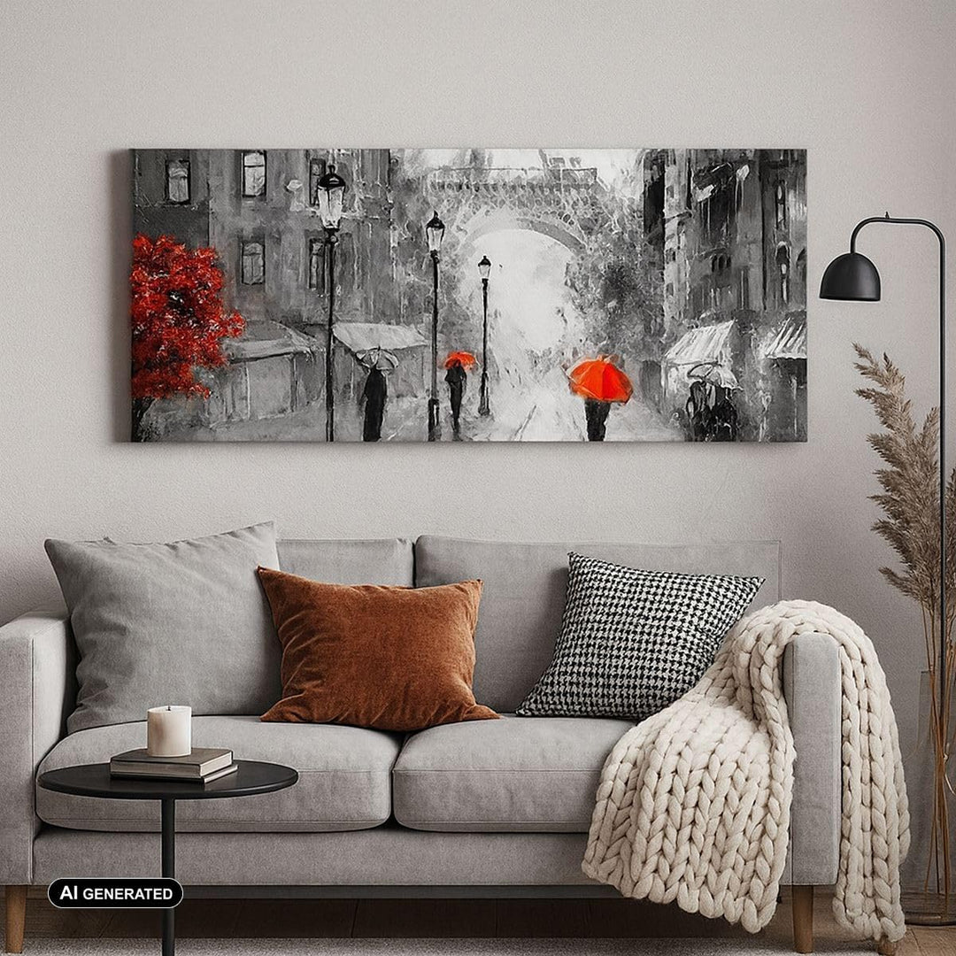 Wandbilder Dekoration Wohnzimmer Paris Stadt Zuhause Panorama Bilder auf Leinwand 120x50cm Leinwandb