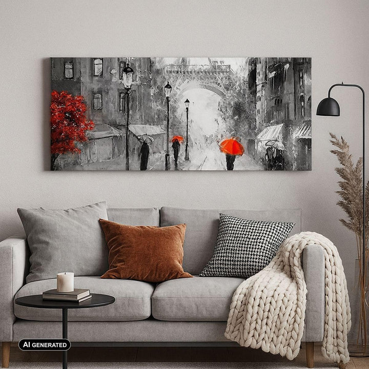 Wandbilder Dekoration Wohnzimmer Paris Stadt Zuhause Panorama Bilder auf Leinwand 120x50cm Leinwandb