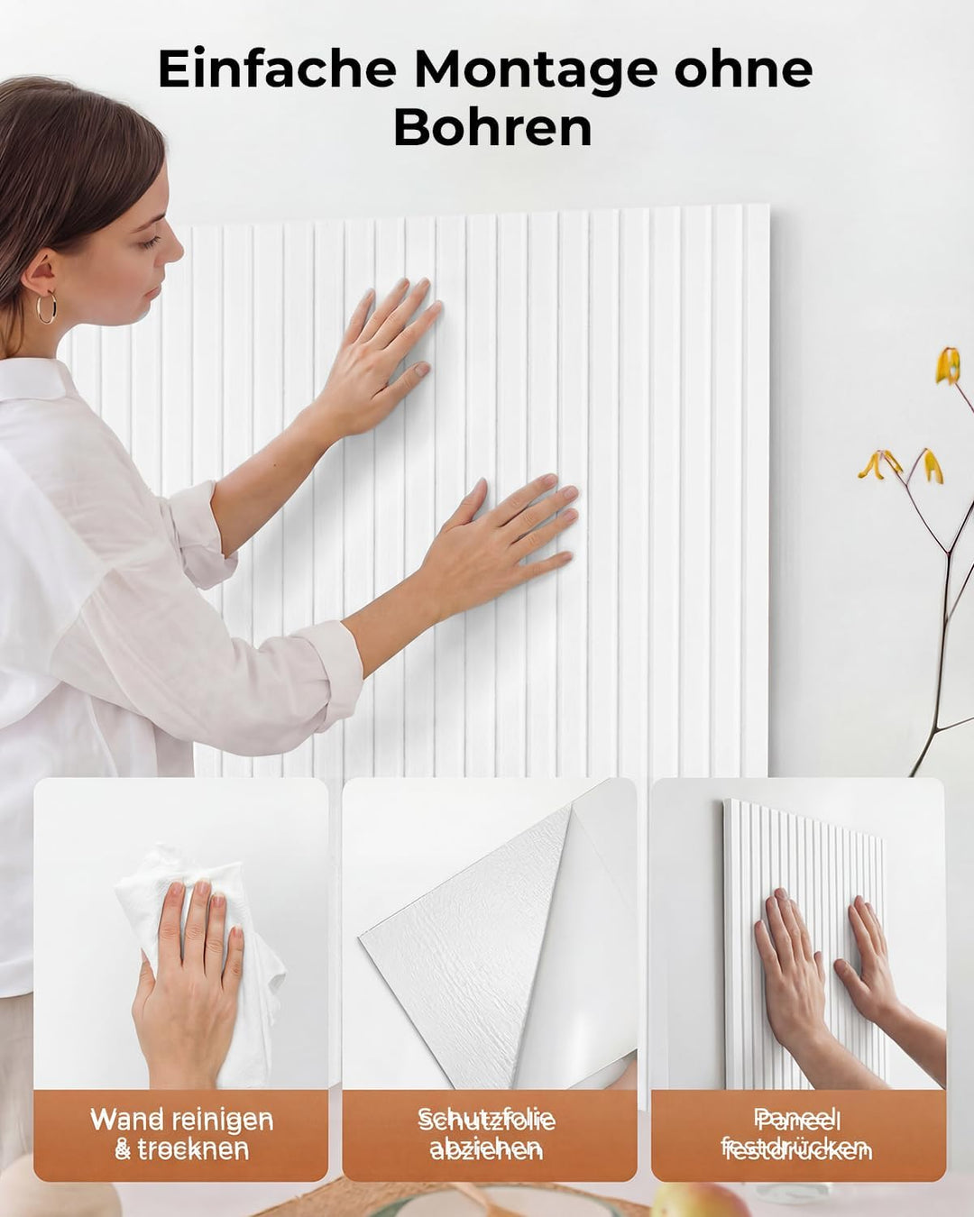 Akustikpaneele Selbstklebend, 10 Stück 120x60x0.9 cm(7.2m²) Wandpaneele Selbstklebend, Hohe Dichte S