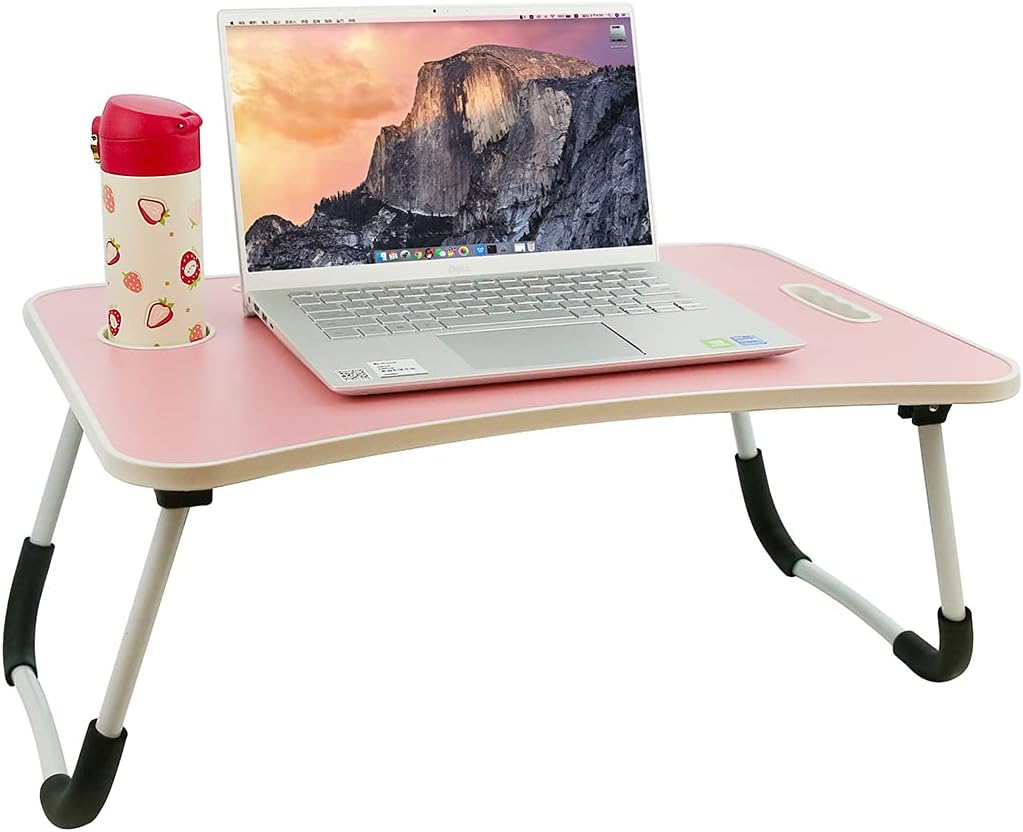Verstellbarer Laptop-Schreibtisch, faltbarer Arbeitstisch mit Getränkehalter, rutschfestes Kissen, l