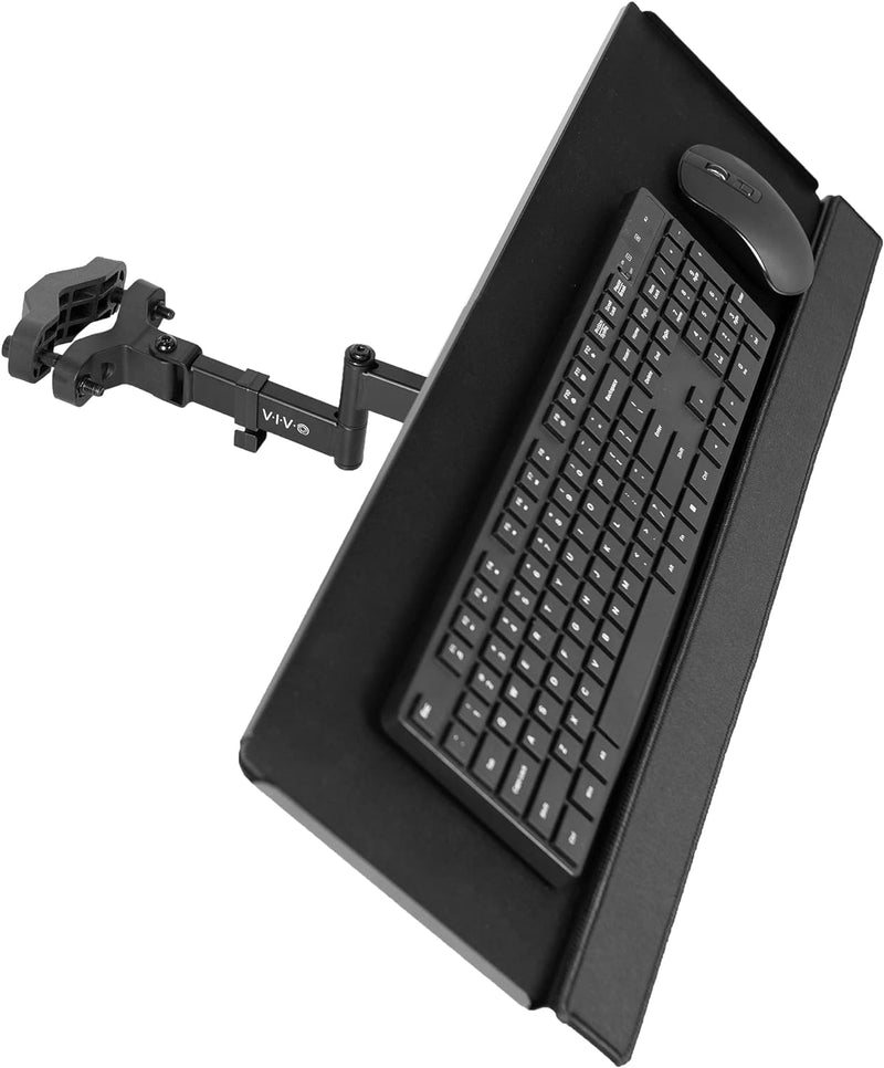 VIVO Steel Universal Full Motion Pole Mount, 26 Inch Keyboard and Mouse Tray, Ergonomic Tilt, 360 De