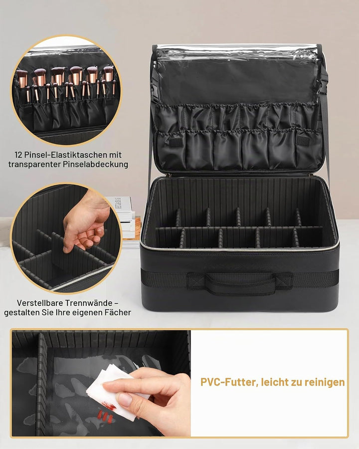 Relavel Extra Grosser Make-up-Tasche, Profi-Make-up-Train-Case für Make-up-Künstler:innen, Reise-Kos