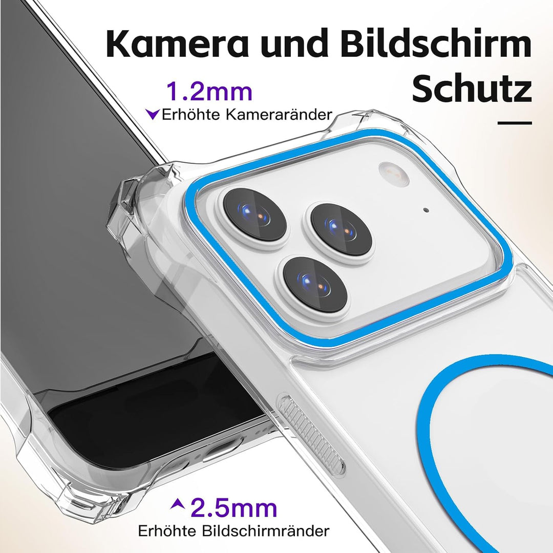 Handyband Abnehmbar für iPhone 17 Pro Max Hülle mit Band, Blau Langes Band zum Umhängen & Kurzkordel