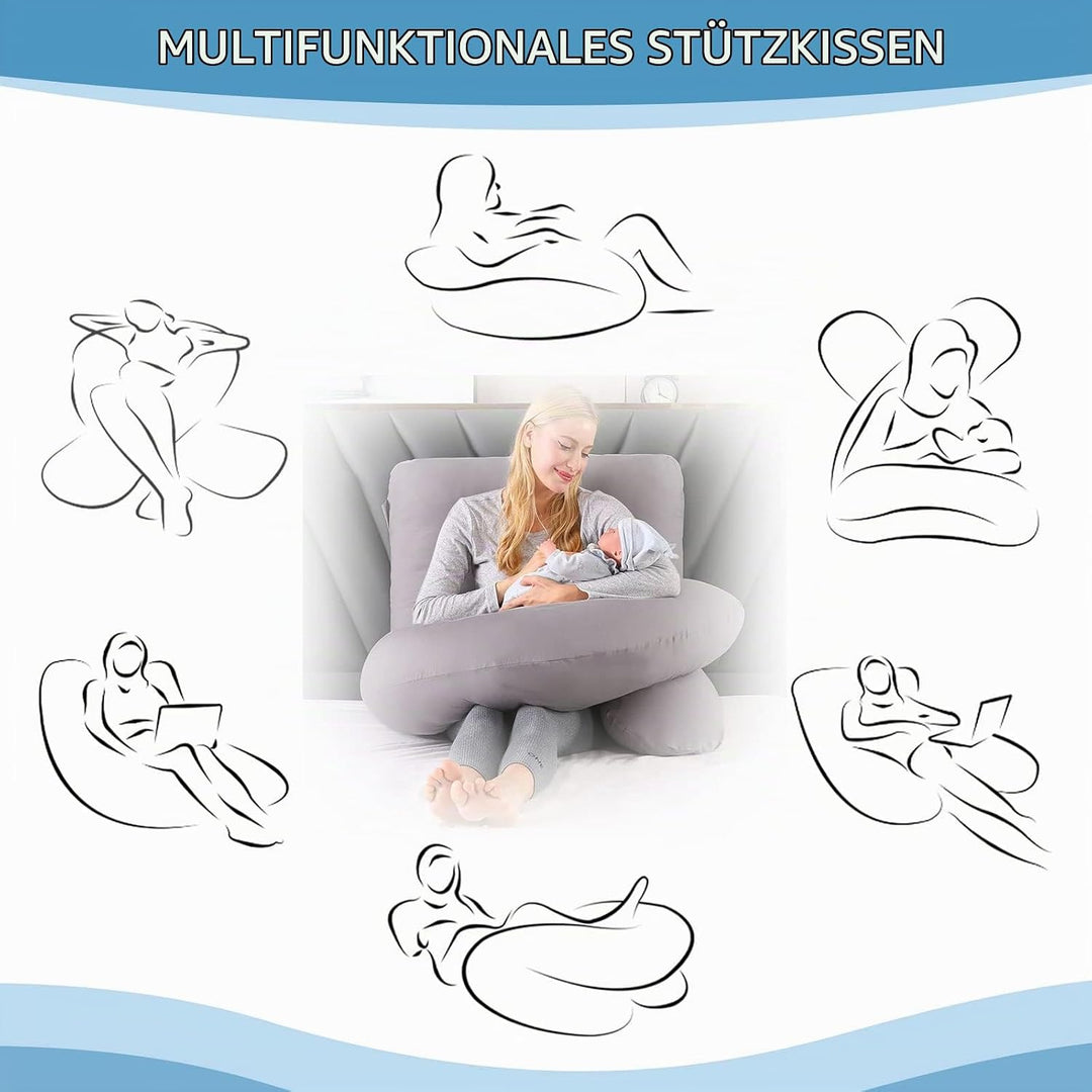 Lannvan Schwangerschaftskissen, J-förmiges Seitenschläferkissen zum Schlafen, Stillkissen XXL, 3KG B
