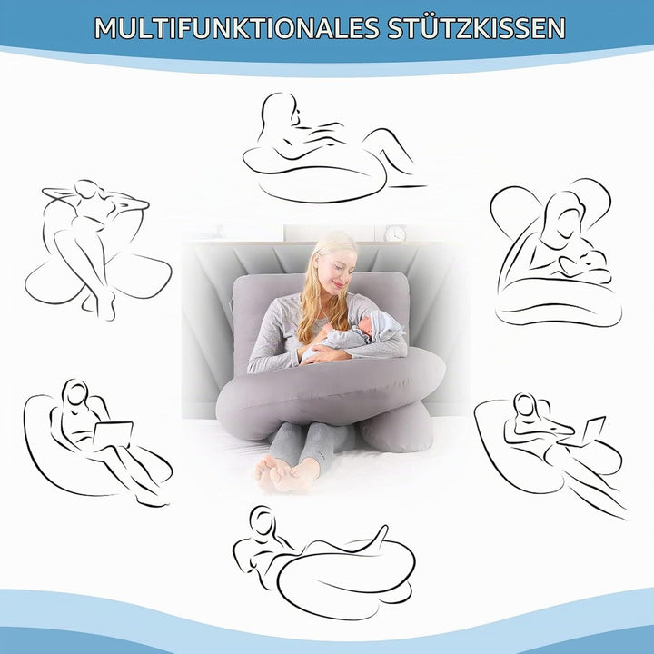 Lannvan Schwangerschaftskissen, J-förmiges Seitenschläferkissen zum Schlafen, Stillkissen XXL, 3KG B