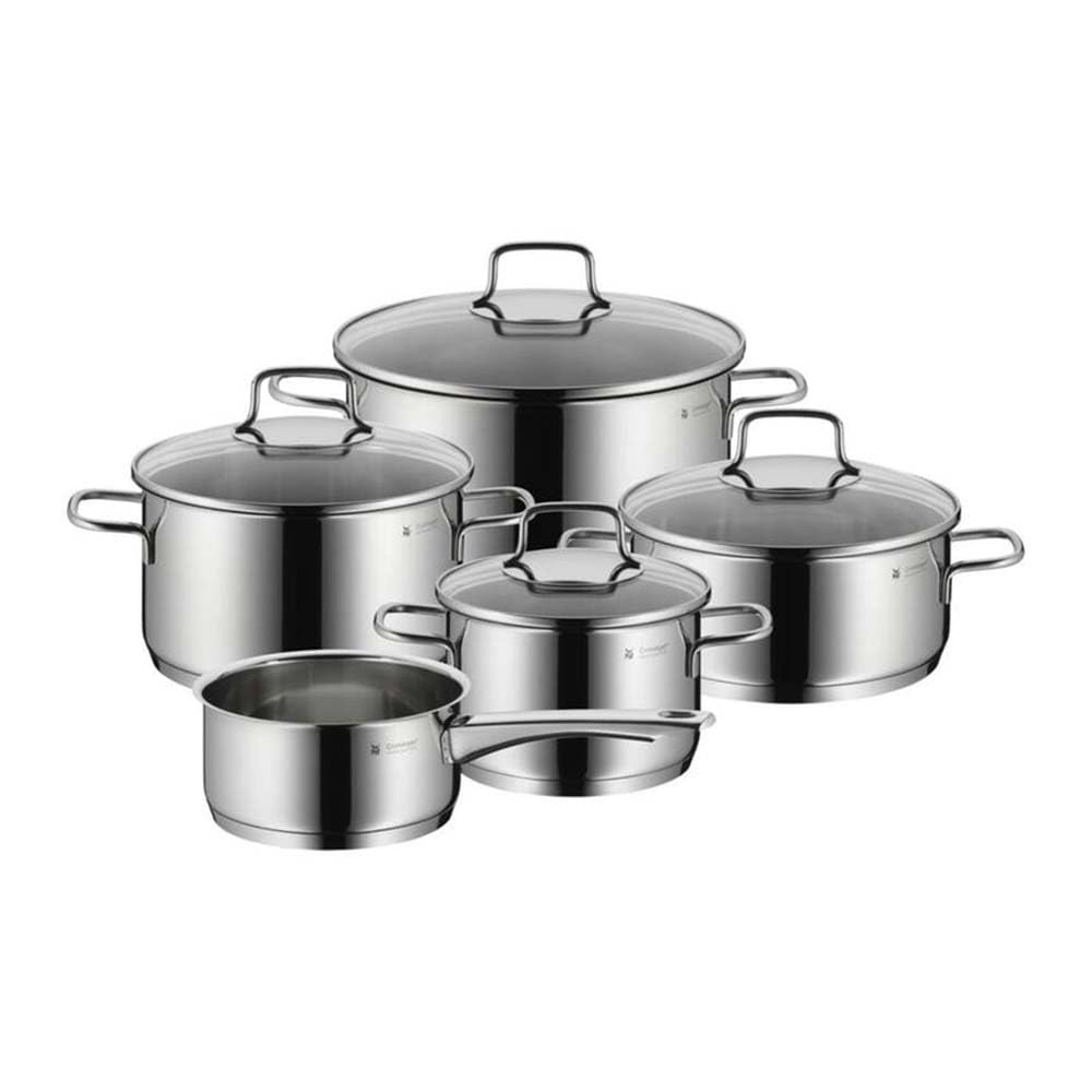 WMF Astoria Topfset Induktion 5-teilig, Kochtopf Set mit Glasdeckel, Cromargan Edelstahl poliert, In