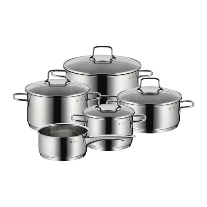 WMF Astoria Topfset Induktion 5-teilig, Kochtopf Set mit Glasdeckel, Cromargan Edelstahl poliert, In