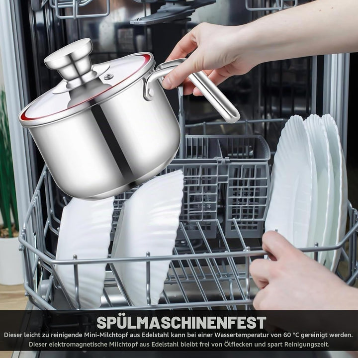 Induktions Milchtopf Edelstahl: Mini Milchtopf 14cm, Baby Nahrung Zubereitung für Milch &amp; Brei (304