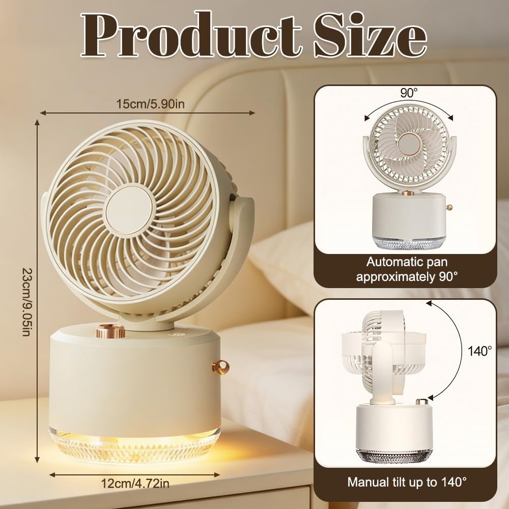 Tischventilator mit Wasserkühlung, ZOYDP Mini Ventilator mit Kühlen Nebel, Tischventilatoren mit 3 G