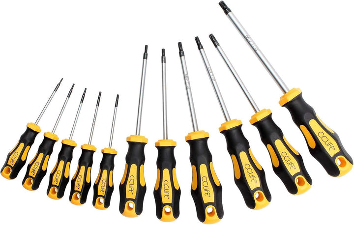 CCLIFE Torx Schraubendreher Set TX magnetisch T6-T40, 11 Stück mit Sternlochbohrung, 11 Stück mit St