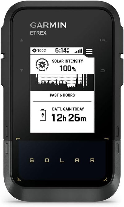 eTrex Solar GPS-Handgerät mit Solarladung, 2,2" Display - Kompass, Tracback, Geocaching Modus, Multi