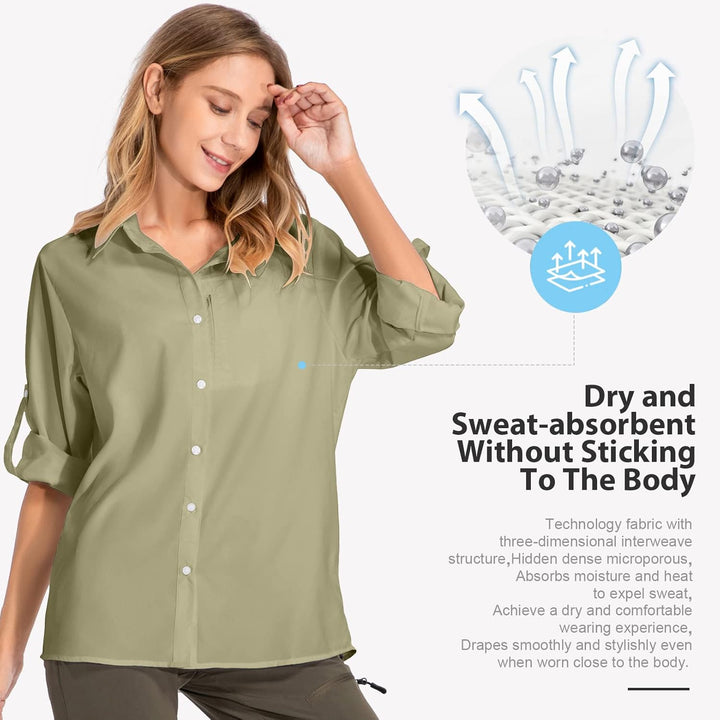yeyity Damen Hemdbluse UV Schutz Langarmshirt Damen Schnell Trocknende Sport Shirts Wandershirt Safa