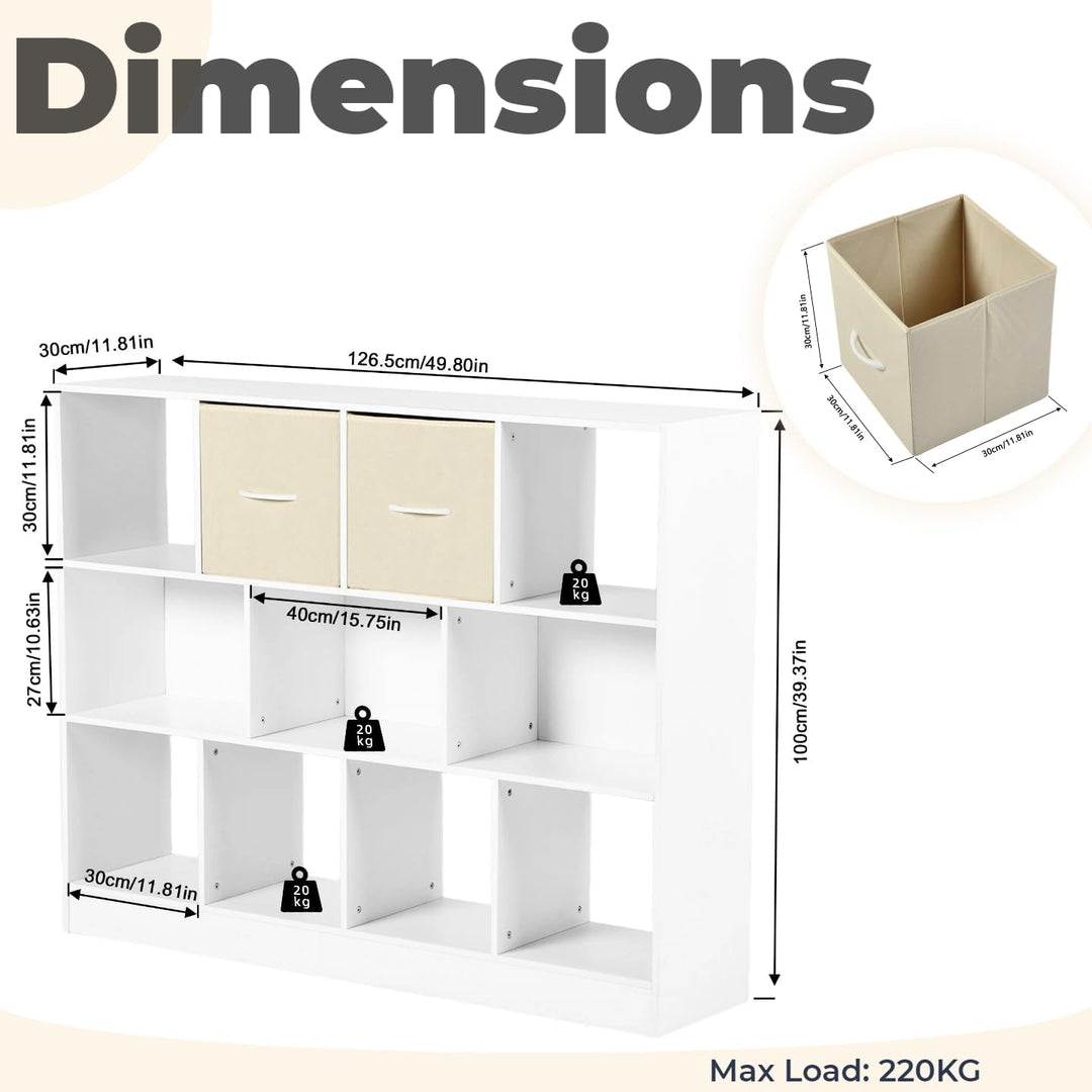 Kinderregal Spielzeugregal mit Boxen,11 Fächern,LED,Kinderzimmer Regal Kinder Bücherregal,Spielzeug