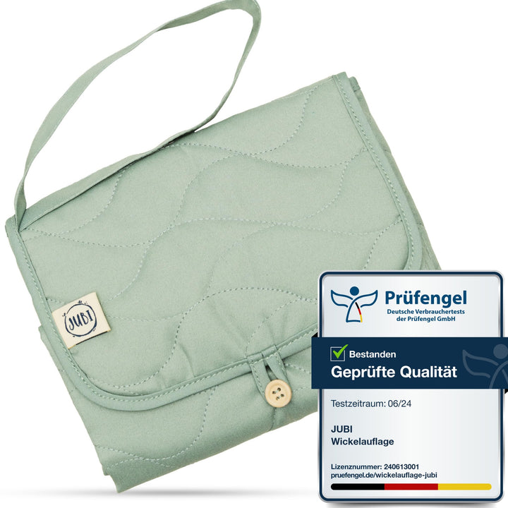 Jubi® Wickelauflage Mint aus Biobaumwolle undPolyester - Wickelunterlage für unterwegs mit P