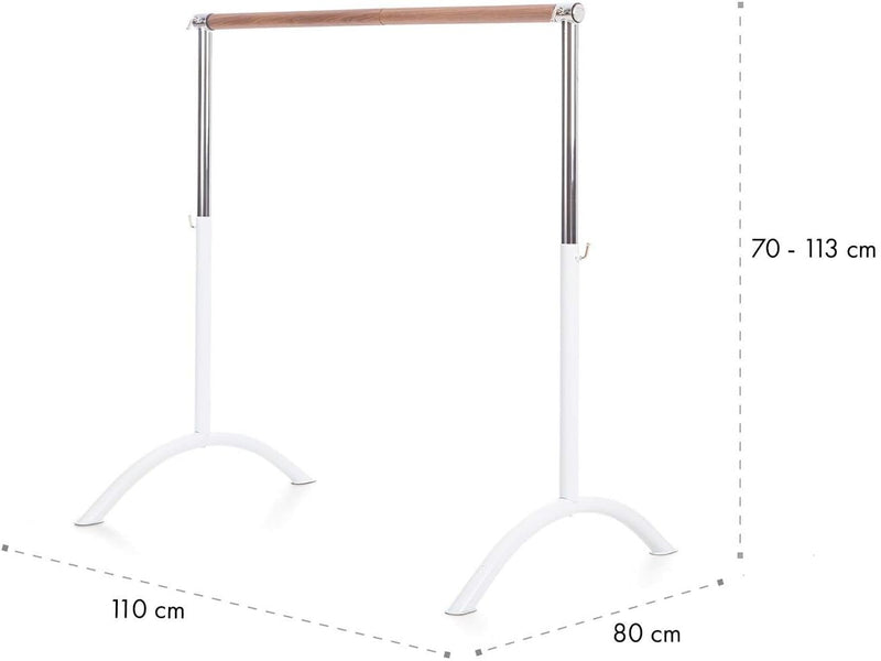 Klarfit Bar Lerina Ballettstange (Holmlänge 110 cm, freistehend, mobil, höhenverstellbar 70-113 cm,