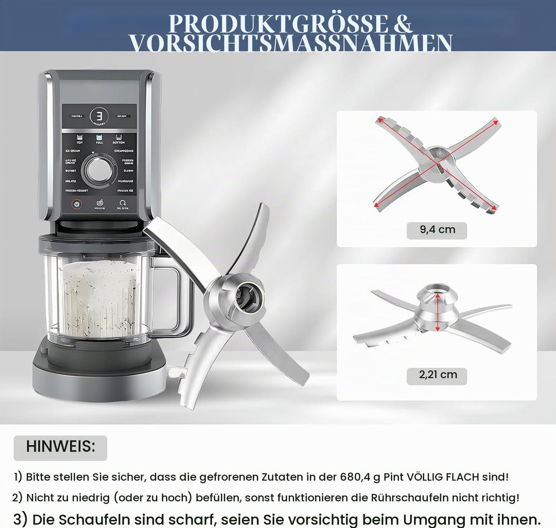 Ersatzklinge Kompatibel mit Ninja CREAMi Deluxe NC 500 NC501, Paddel Klinge Ersatzteile aus Edelstah