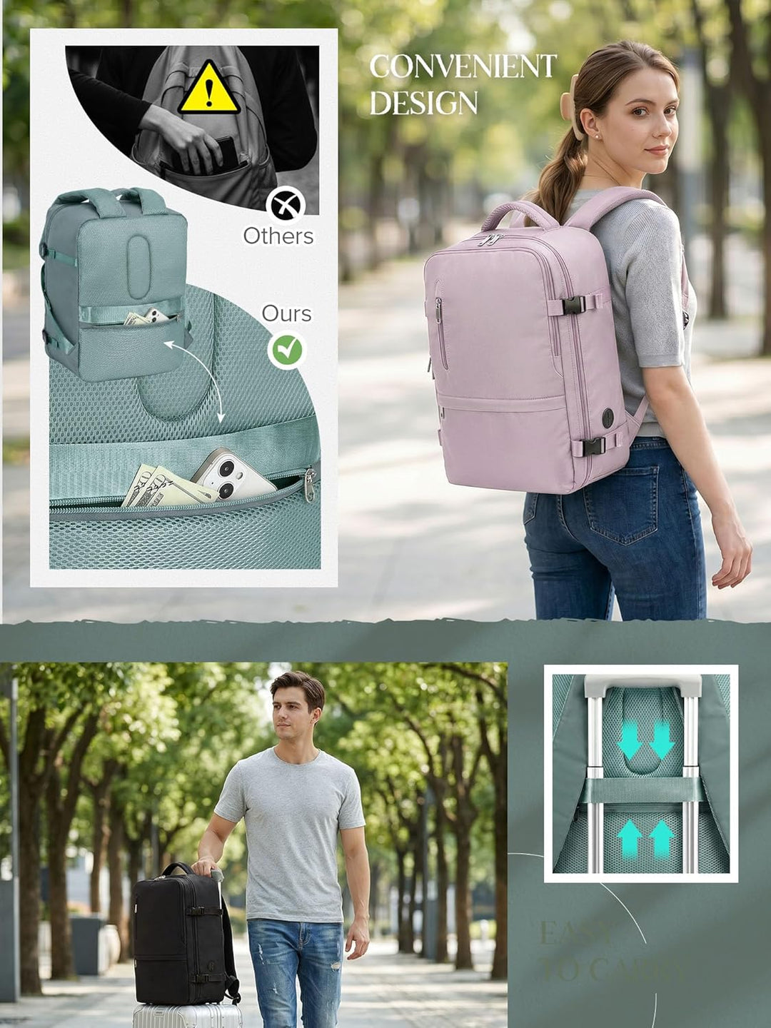 Hayayu für Ryanair Handgepäck 40x20x25 Klein Handgepäck Rucksack Flugzeug Reiserucksack mit Laptopfa