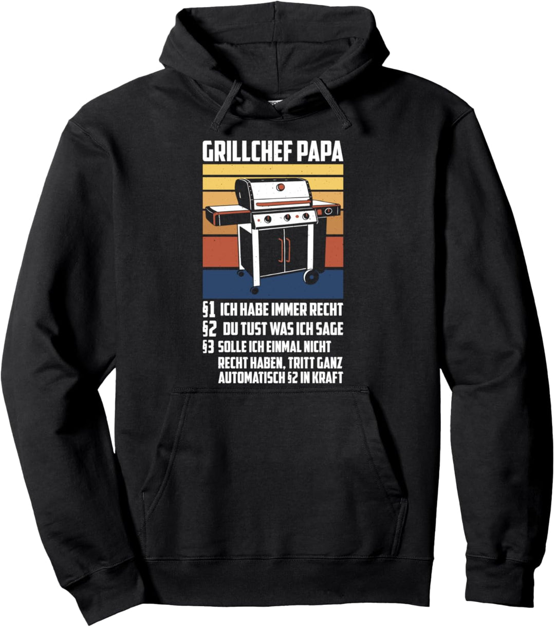 Grillchef Papa Lustiger Spruch Griller Grillmeister Vater Pullover Hoodie