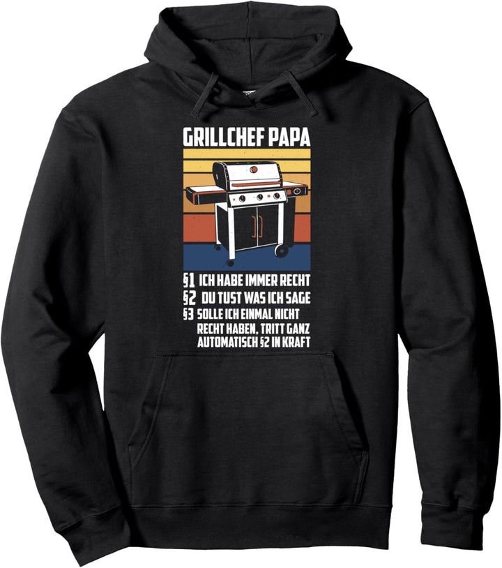 Grillchef Papa Lustiger Spruch Griller Grillmeister Vater Pullover Hoodie