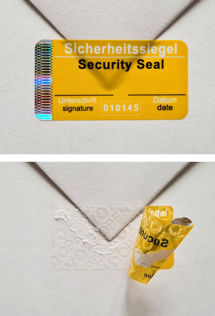 1200 Stück - Sicherheits-Siegel mit Seriennummer - 48x25mm gelb, beschreibbar - Sicherheitssiegel, Q