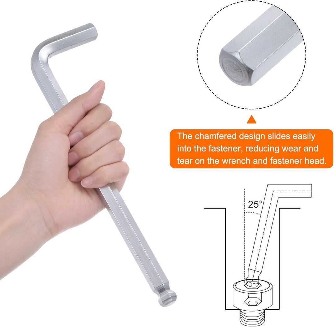 QUARKZMAN Innensechskantschlüssel mit Kugelkopf 14mm L Form langer Arm Sechskantschlüssel Metrische