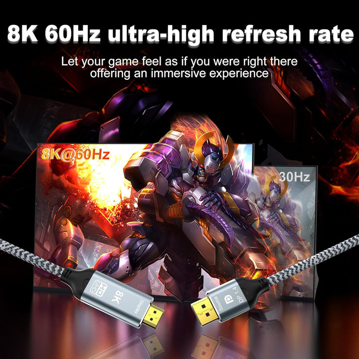DisplayPort auf HDMI 8K Kabel, 8K @ 60Hz 4K @ 120Hz unidirektional DP1.4 (Quelle) auf HDMI 2.1 (Disp