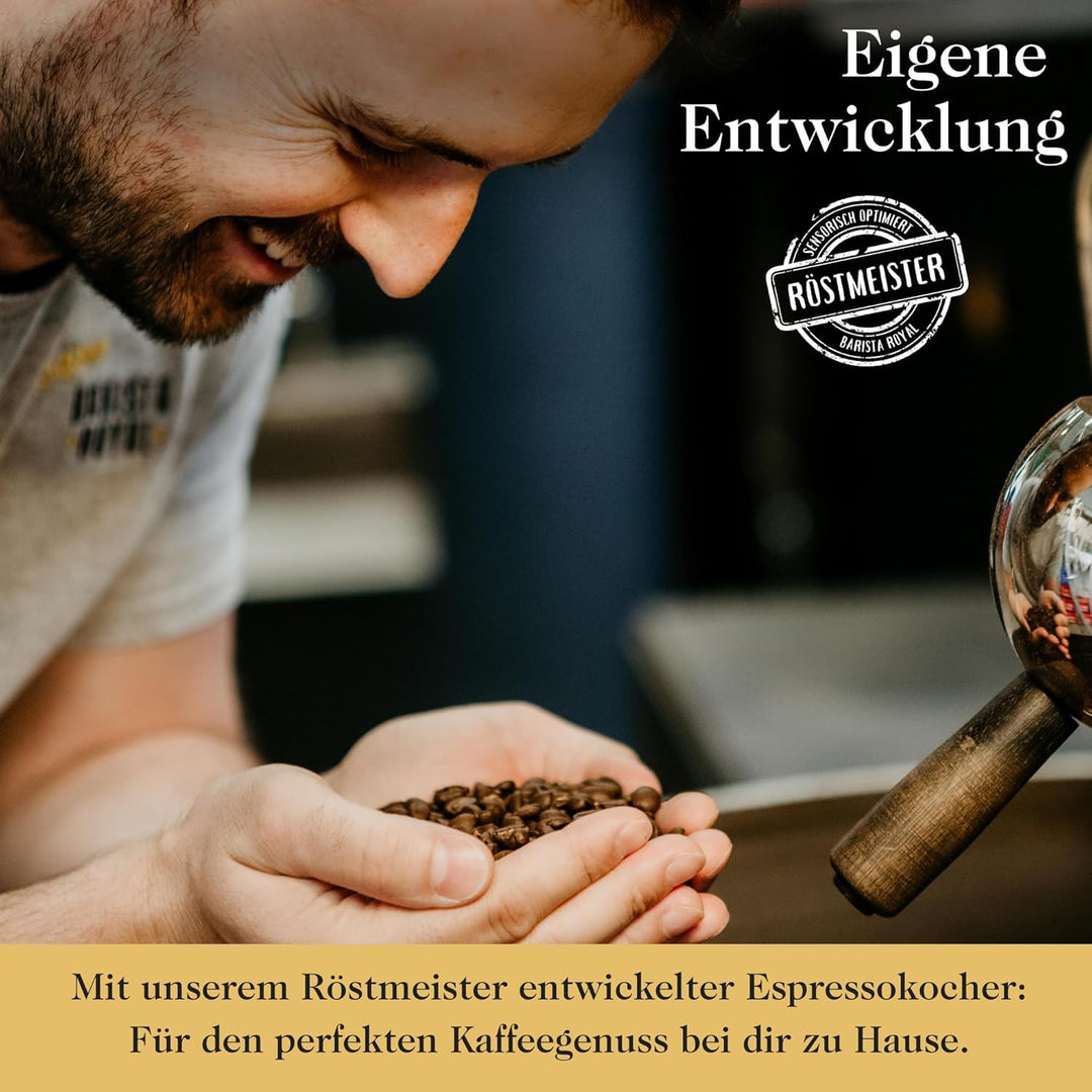 Barista Royal Espressokocher für 4 Tassen [200 ml] aus rostfreiem Edelstahl - Mokkakanne, Espressoka