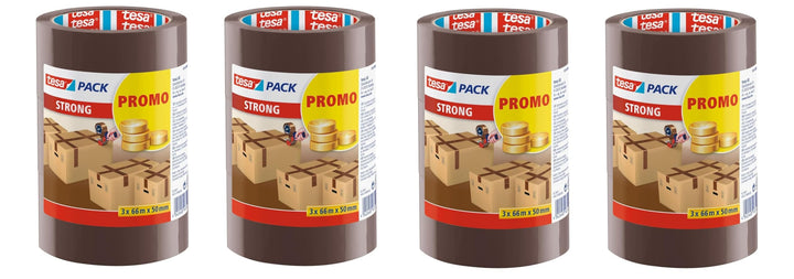 tesa tesapack Strong - Geräuscharmes Paketklebeband zum Verpacken von Paketen und Versandschachteln
