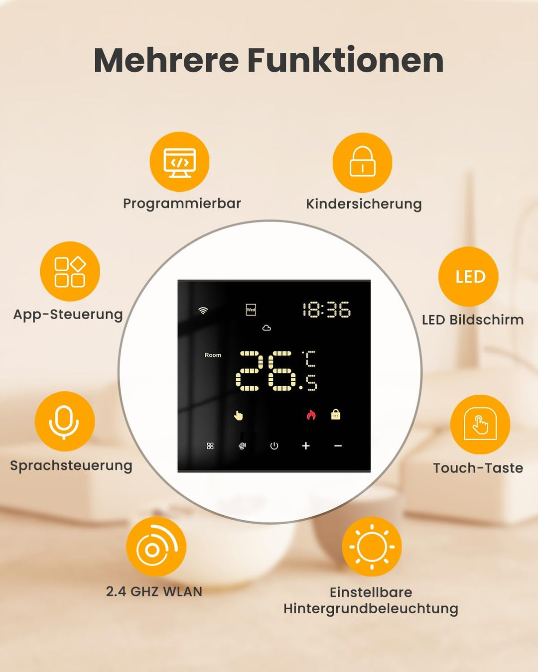 MIUCDA Smart Thermostat WLAN Digital Raumthermostat Programmierbarer Heizungsthermostat Kompatibel m