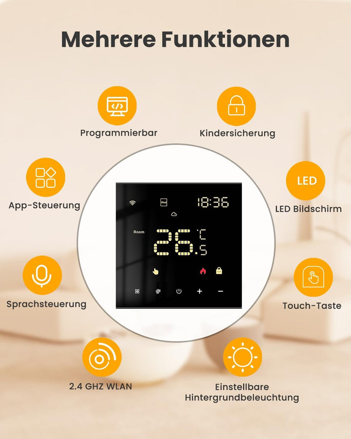MIUCDA Smart Thermostat WLAN Digital Raumthermostat Programmierbarer Heizungsthermostat Kompatibel m