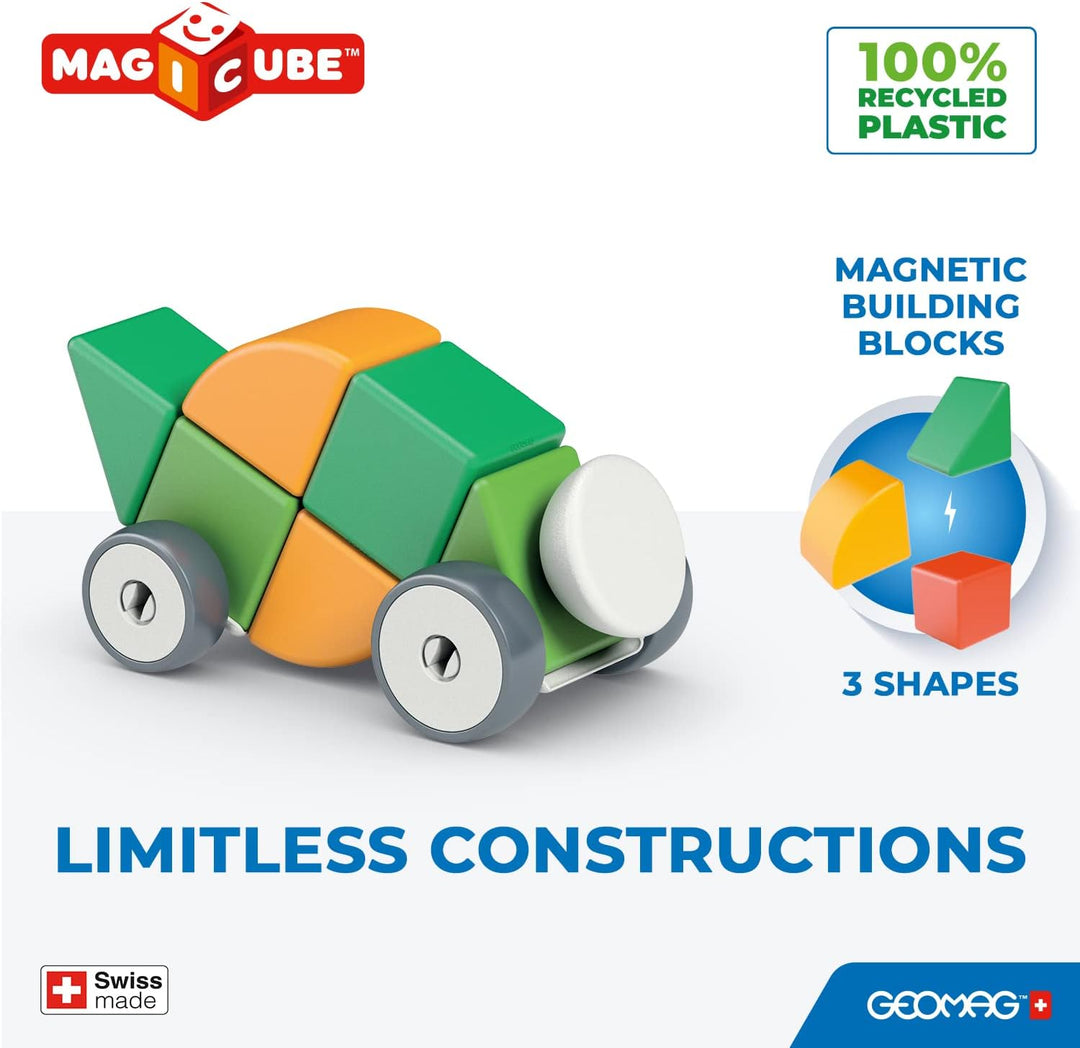 Geomag 202BLME Magnetic dice for Children, Green Yellow, 13 Pieces