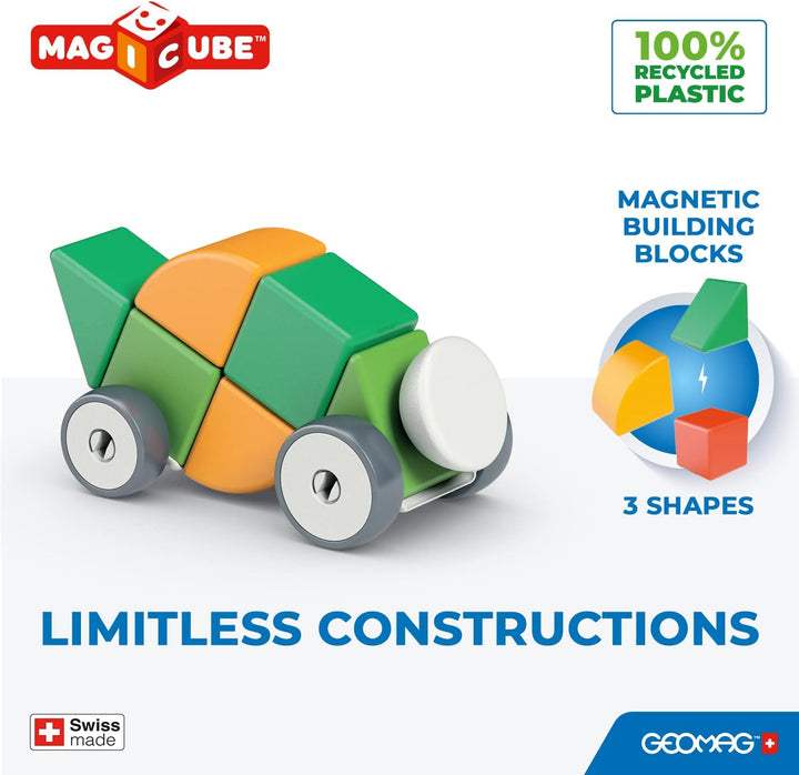 Geomag 202BLME Magnetic dice for Children, Green Yellow, 13 Pieces