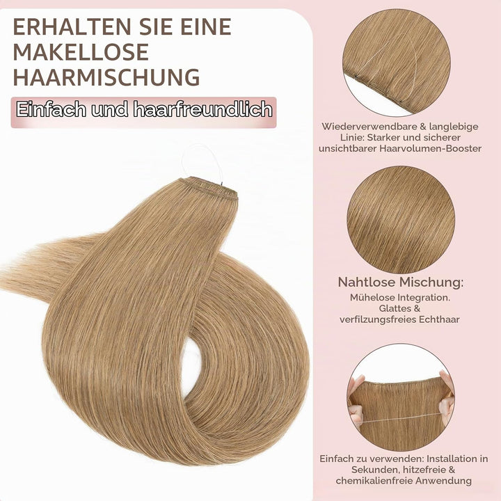 Extensions Echthaar mit transparenter Schnur, Silk-co Wire in ExtensionsDunkelblond 60g, Secrets Hai