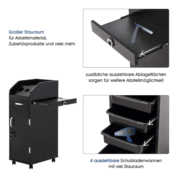 BarberPub Friseurwagen Kosmetikwagen Arbeitswagen Rollwagen Bedienungswagen Trolley Stapelboy 2011(S